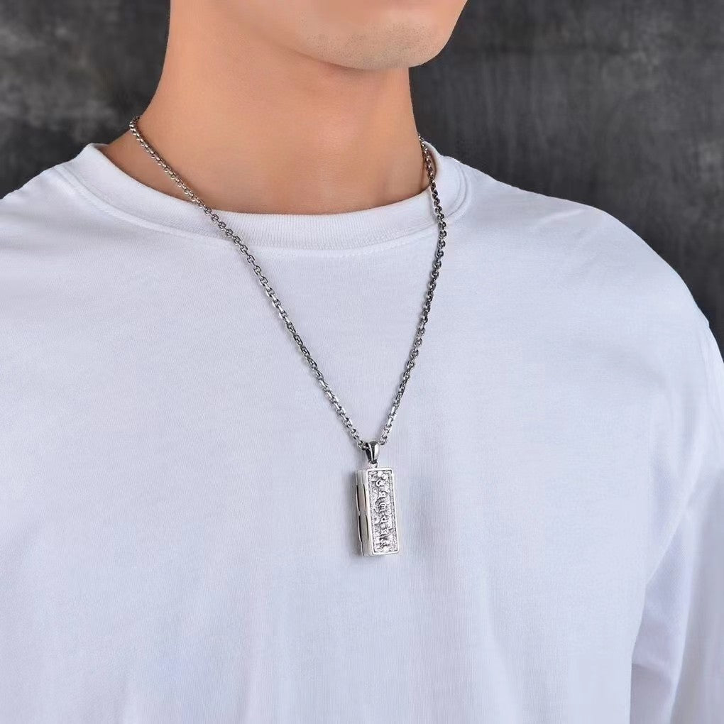Men Silver Harmonica Necklace