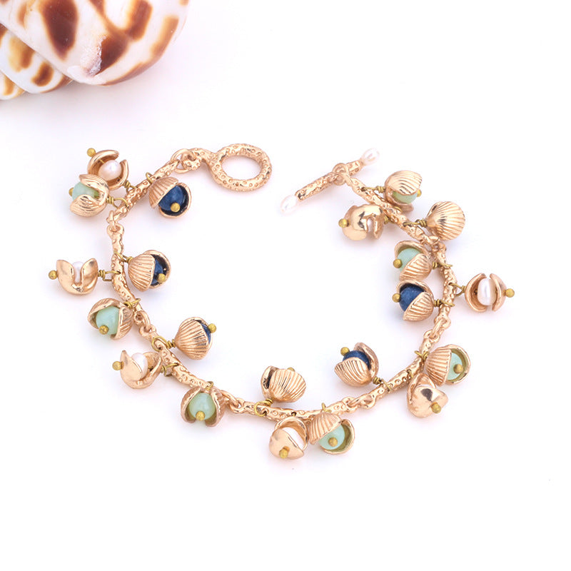 Gold Plated Shell Pearl Bracelet