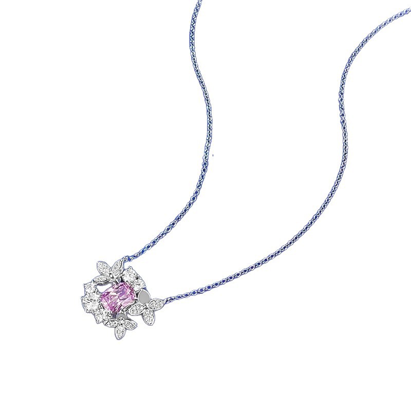Silver Butterfly Fairy Pink-Purple Necklace