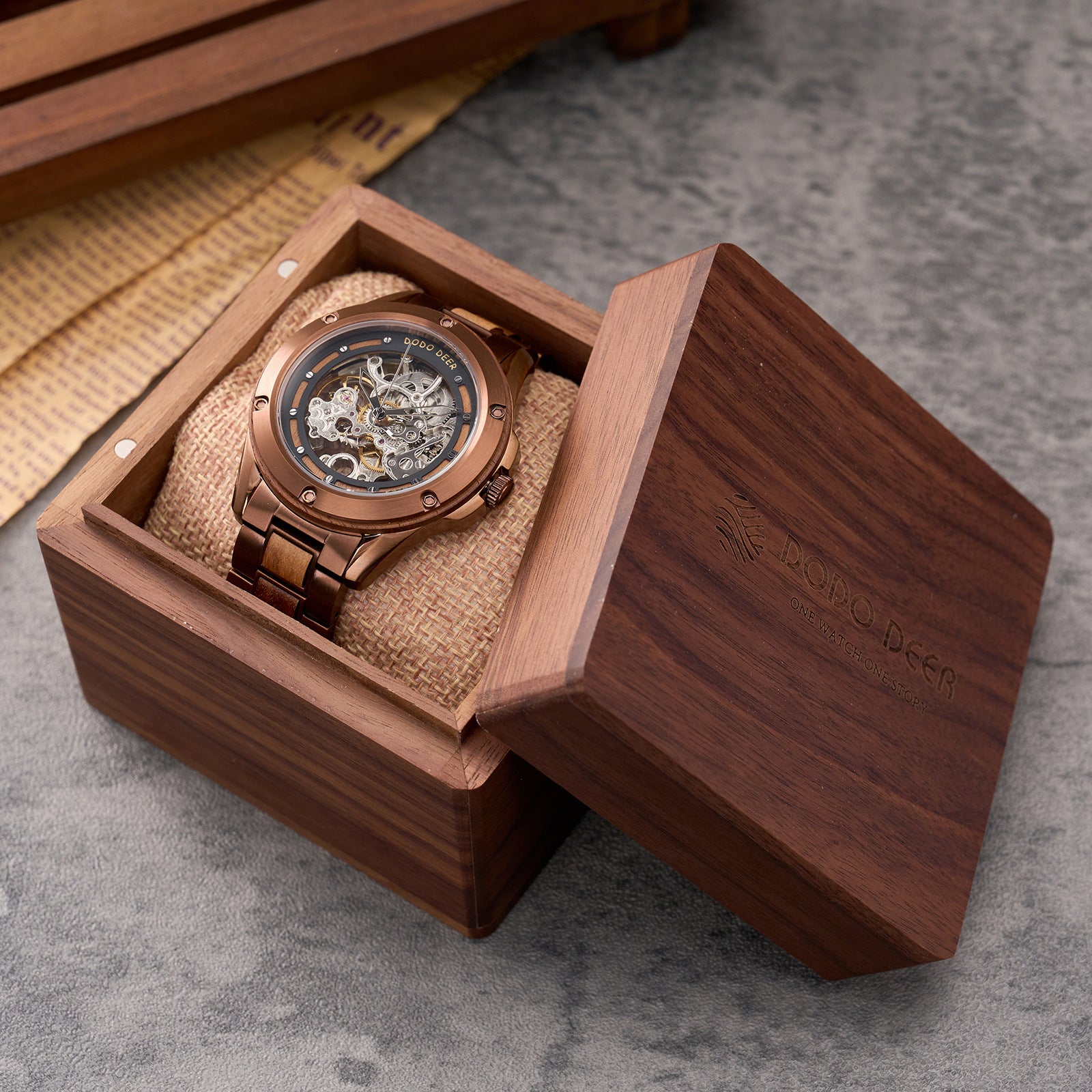 Openwork Mechanical Wooden Watch