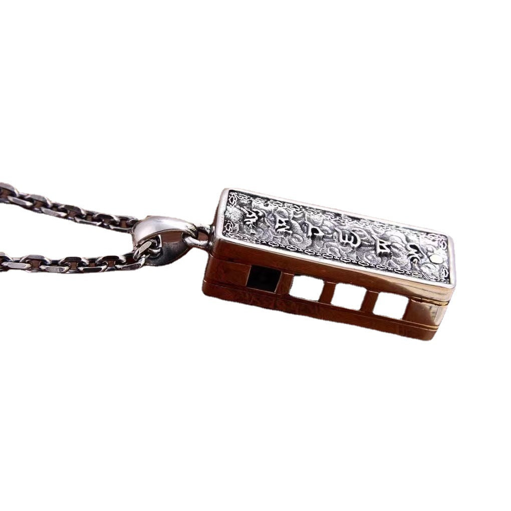 Men Silver Harmonica Necklace