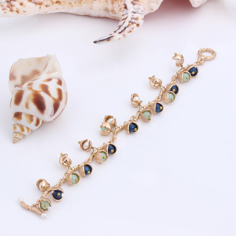 Gold Plated Shell Pearl Bracelet