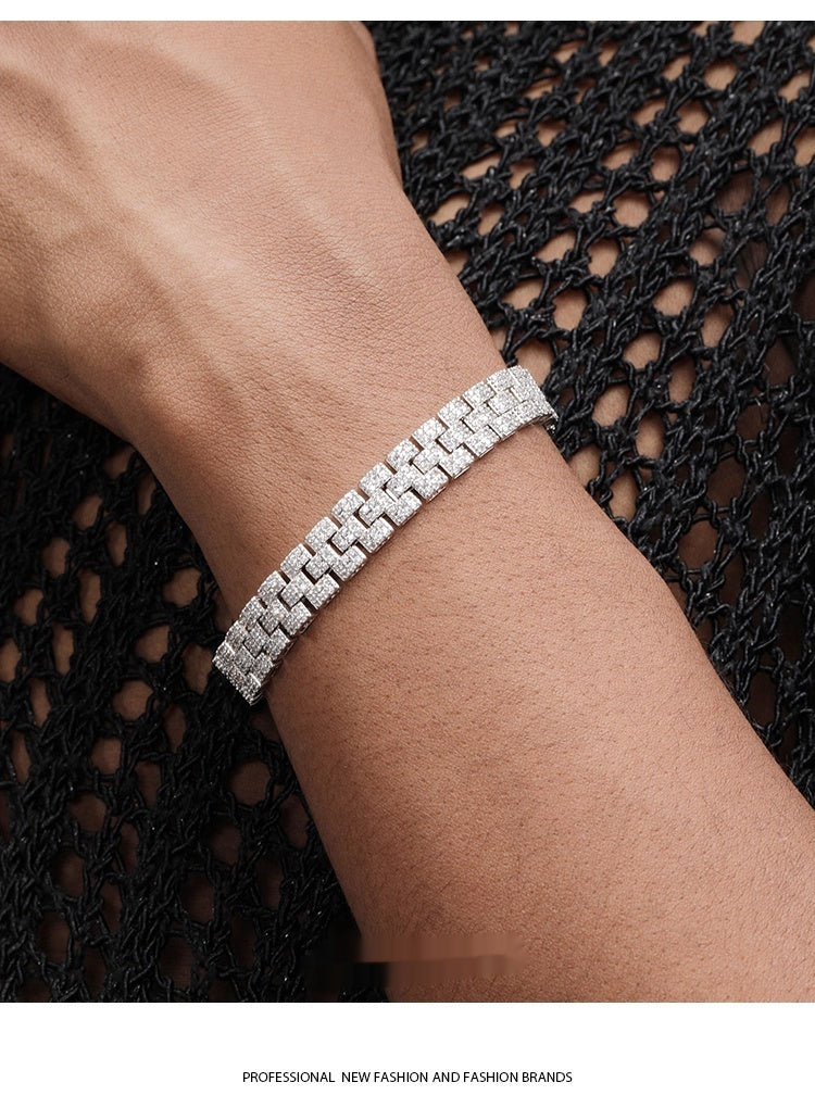 Platinum-plated Diamond Chain Bracelet