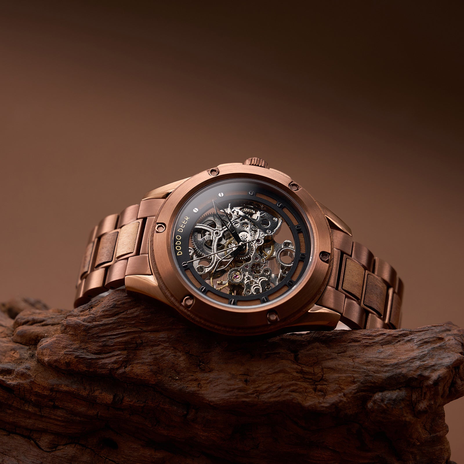 Openwork Mechanical Wooden Watch