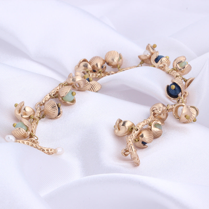 Gold Plated Shell Pearl Bracelet