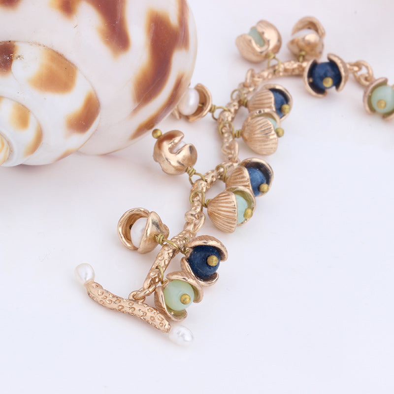 Gold Plated Shell Pearl Bracelet